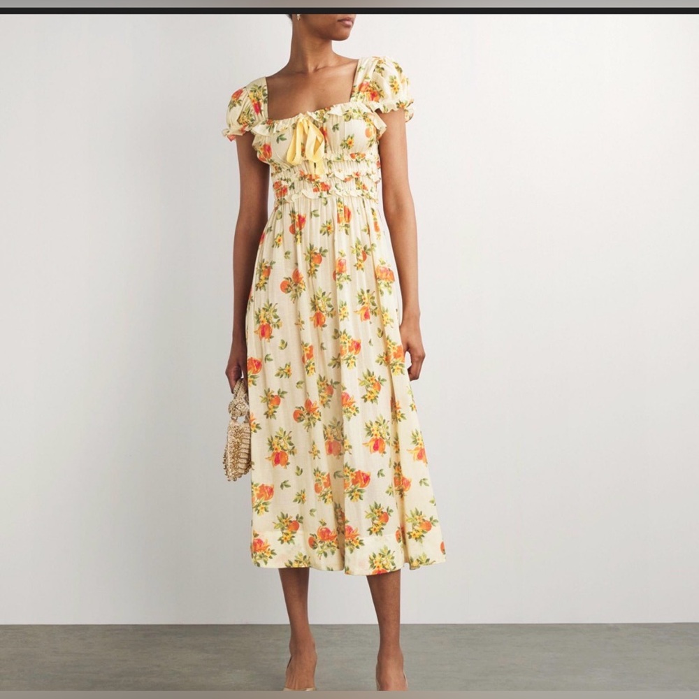 Doen Clarinet Orangerie Floral Midi Dress
